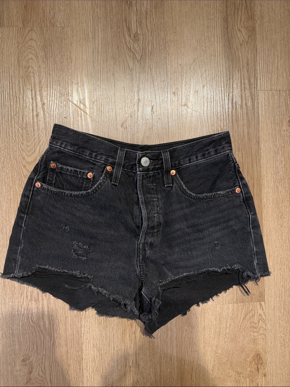 Levi's Black Distressed Cutoff Jean Shorts